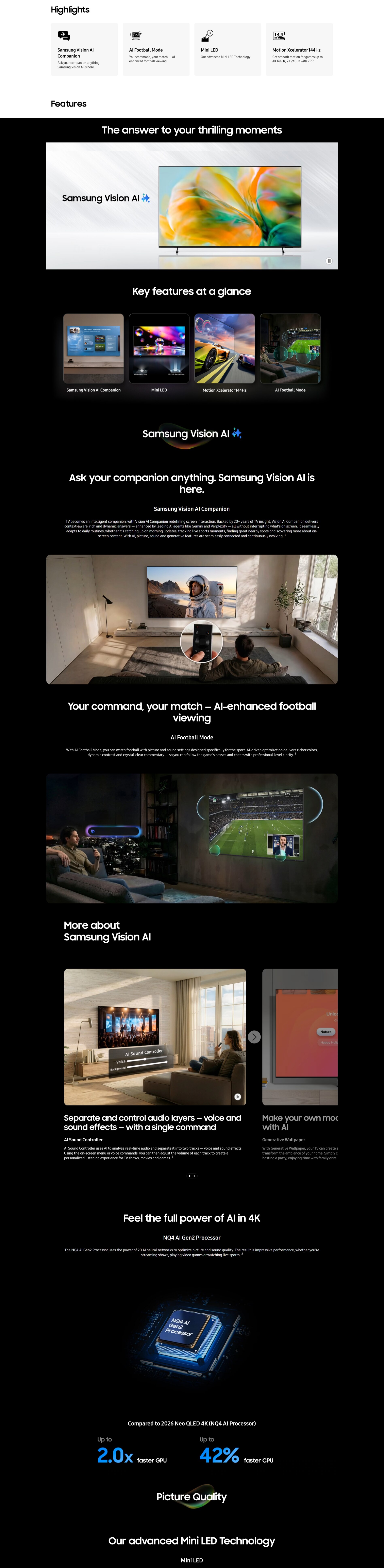 SAMSUNG M80H Mini LED 4K Smart TV 2026